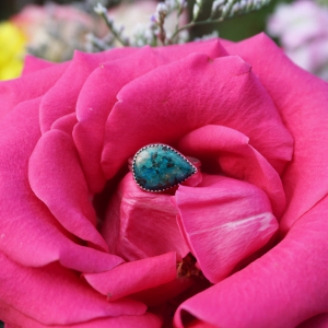 Shattuckite ring in sterling silver