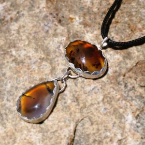 Handmade Sterling Silver Pendant with Montana Agate Stones