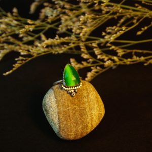 Hand-fabricated sterling silver Green Monalisa Sterling Silver Ring, right-facing view