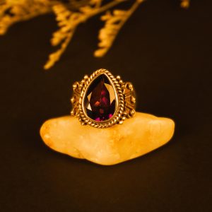 handcrafted amethyst sterling silver ring — deep violet stone front view