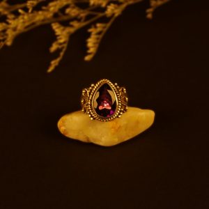 amethyst sterling silver ring handcrafted purple gemstone front view