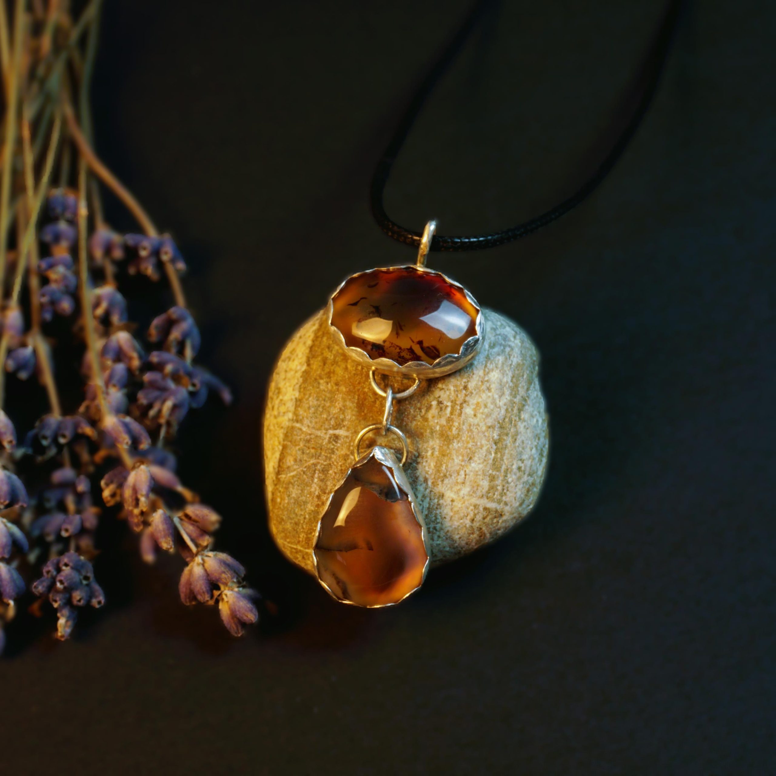 Montana agate pendant front detail showcasing stone patterns