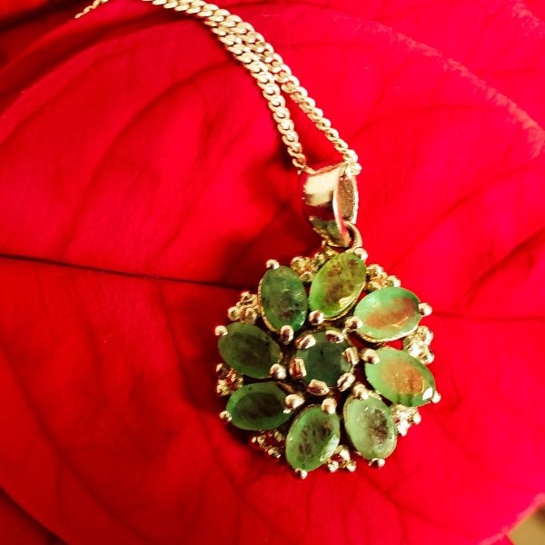 Natural Peridot Cluster Pendant in .925 Sterling Silver - Image 6