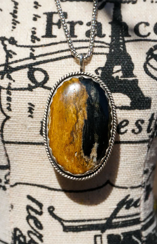 Bold Handcrafted Palm Root Agate Pendant in Sterling Silver - Image 3