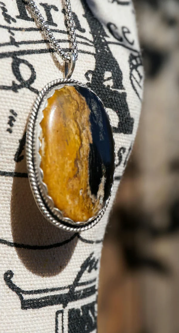 Bold Handcrafted Palm Root Agate Pendant in Sterling Silver - Image 2