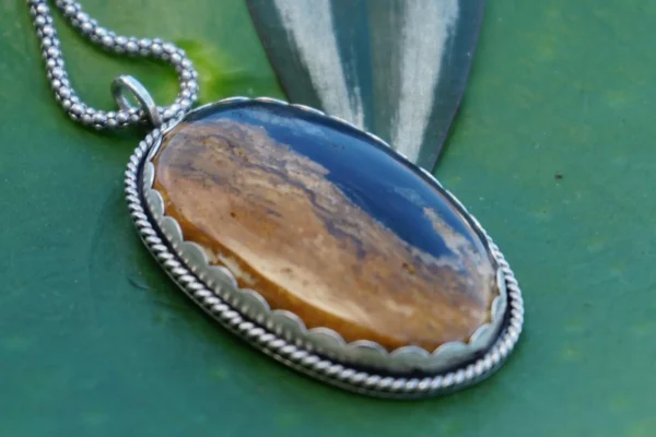 Bold Handcrafted Palm Root Agate Pendant in Sterling Silver - Image 8