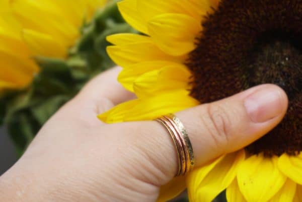Close-up of brass spinner ring spinning